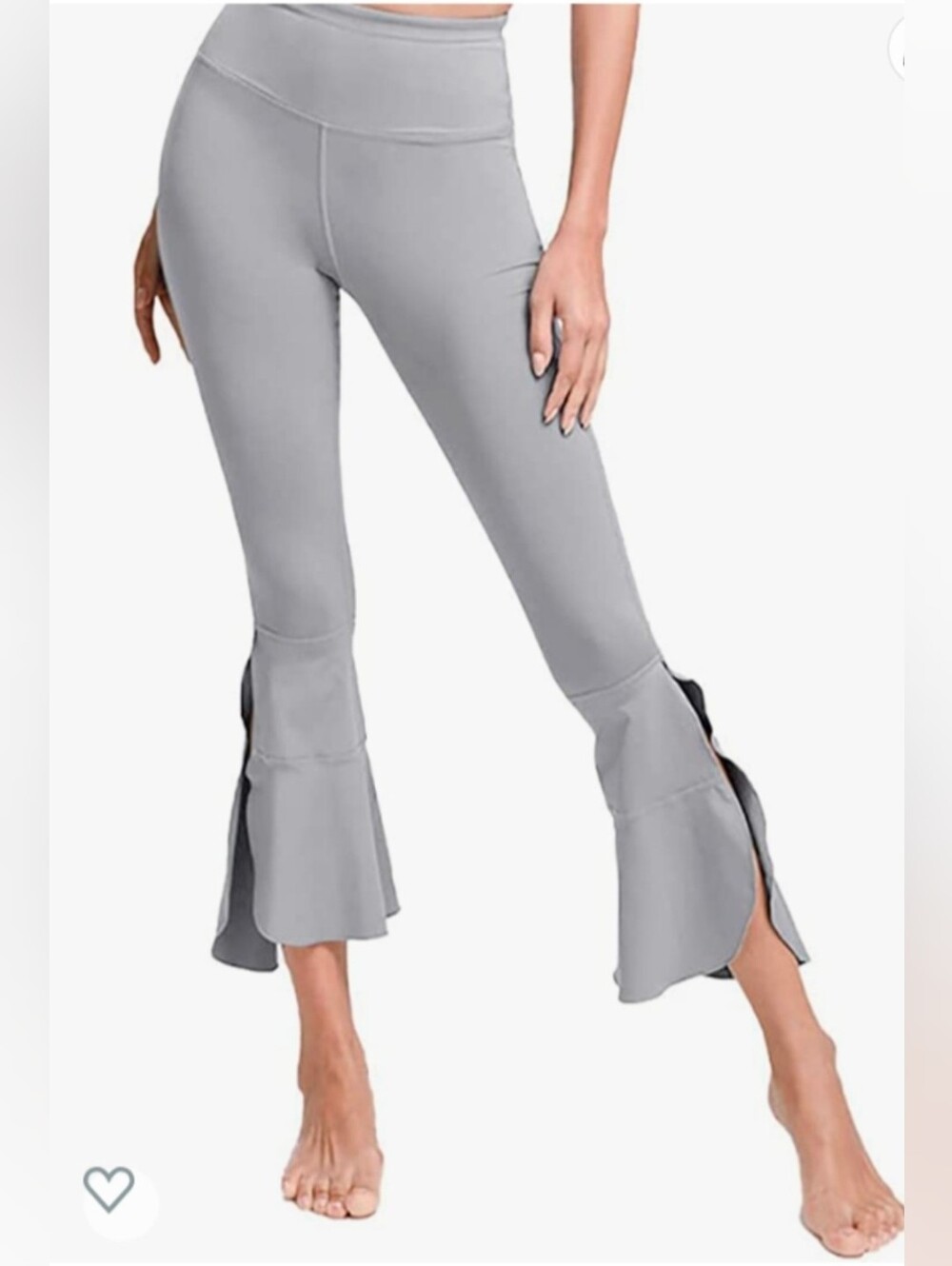 Esobo Women's High Waisted Bootcut Yoga Pants Side Split Ruffle Hem Bootleg